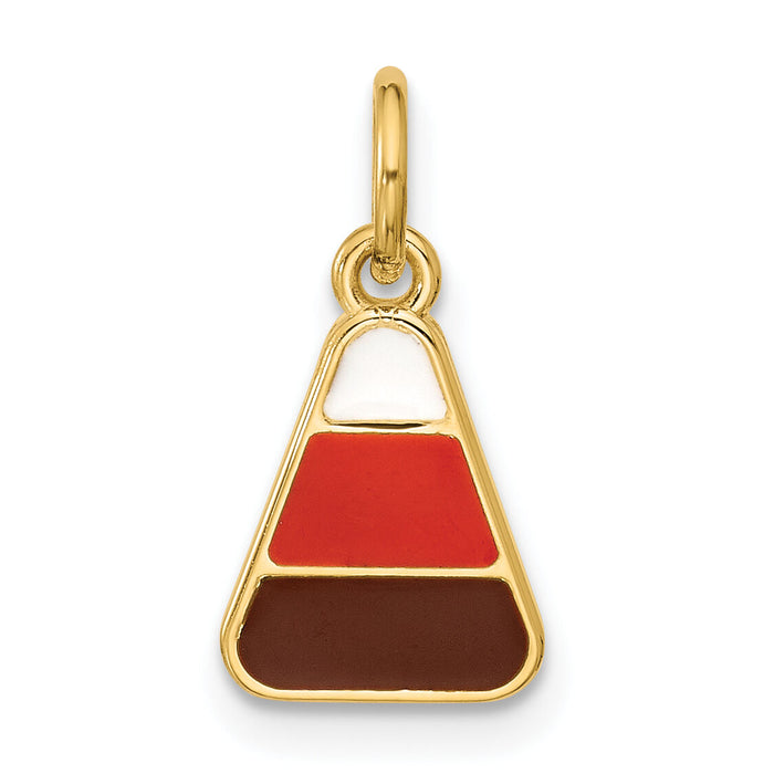 14K Polished Enameled Candy Corn Pendant-D5756