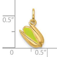 14K Polished Enameled Pistachio Pendant-D5757