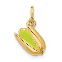 14K Polished Enameled Pistachio Pendant-D5757