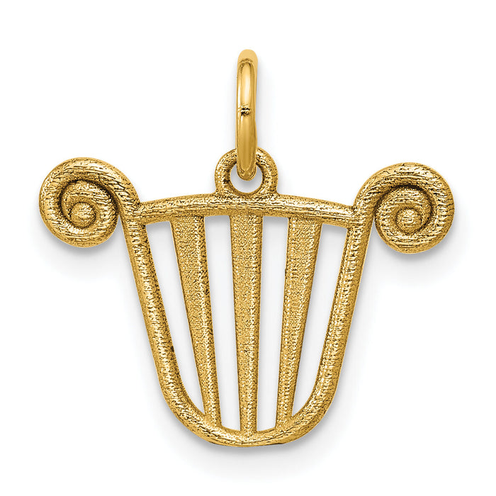 14K Polished Lyre Pendant-D5764