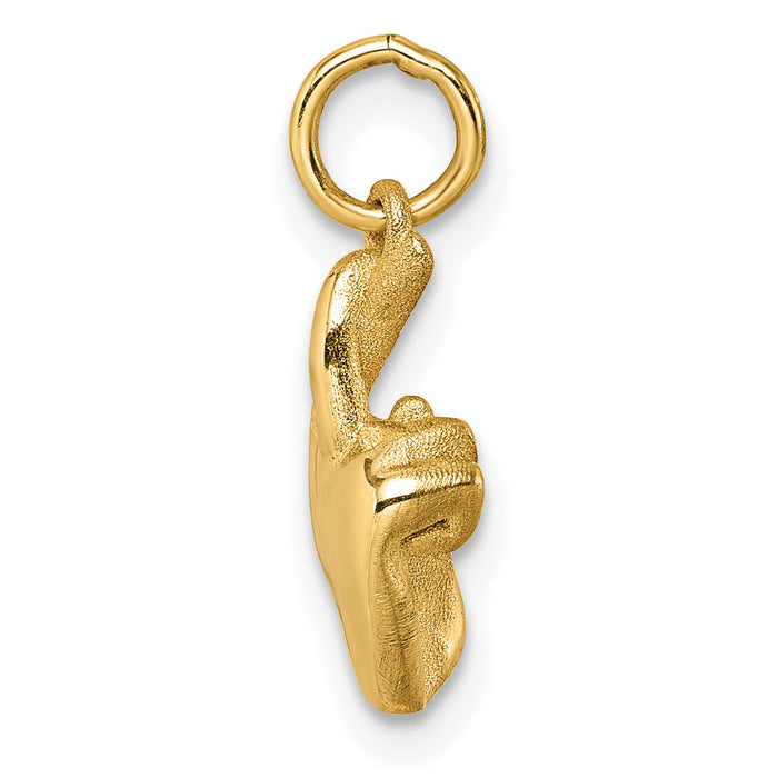 14K Polished Fingers Crossed Hand Pendant-D5798