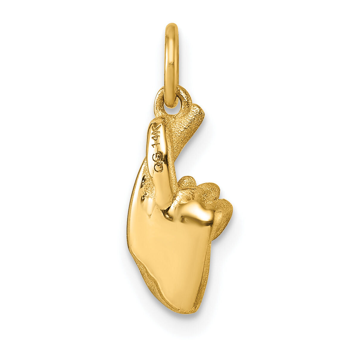 14K Polished Fingers Crossed Hand Pendant-D5798