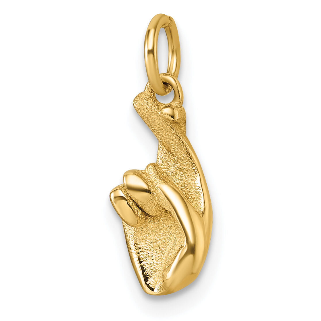 14K Polished Fingers Crossed Hand Pendant-D5798