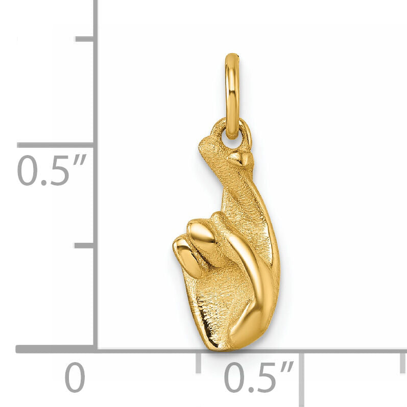 14K Polished Fingers Crossed Hand Pendant-D5798