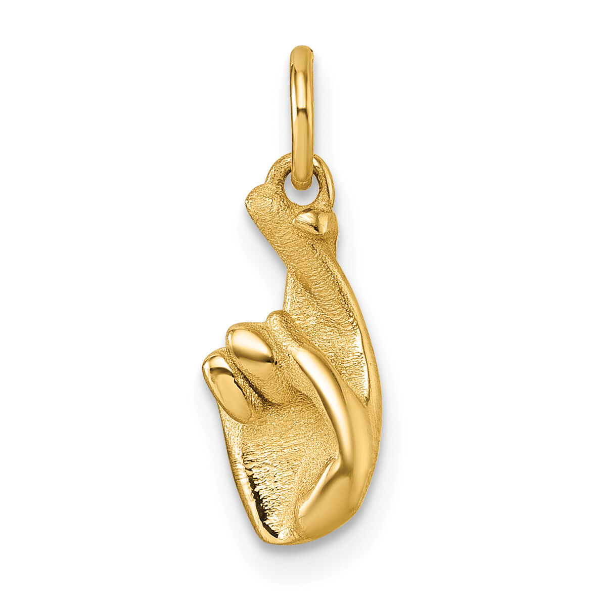 14K Polished Fingers Crossed Hand Pendant-D5798