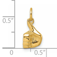 14K Polished Thumbs Up Hand Pendant-D5799