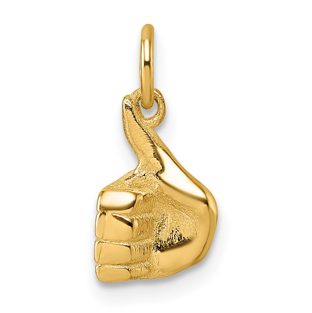 14K Polished Thumbs Up Hand Pendant-D5799