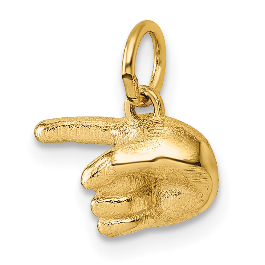 14K Polished 1-Finger Point Hand Pendant-D5802