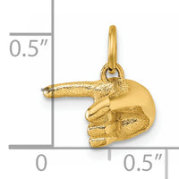 14K Polished 1-Finger Point Hand Pendant-D5802