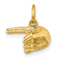 14K Polished 1-Finger Point Hand Pendant-D5802