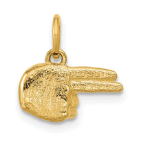 14K Polished 2-Finger Point Hand Pendant-D5803