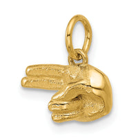 14K Polished 2-Finger Point Hand Pendant-D5803