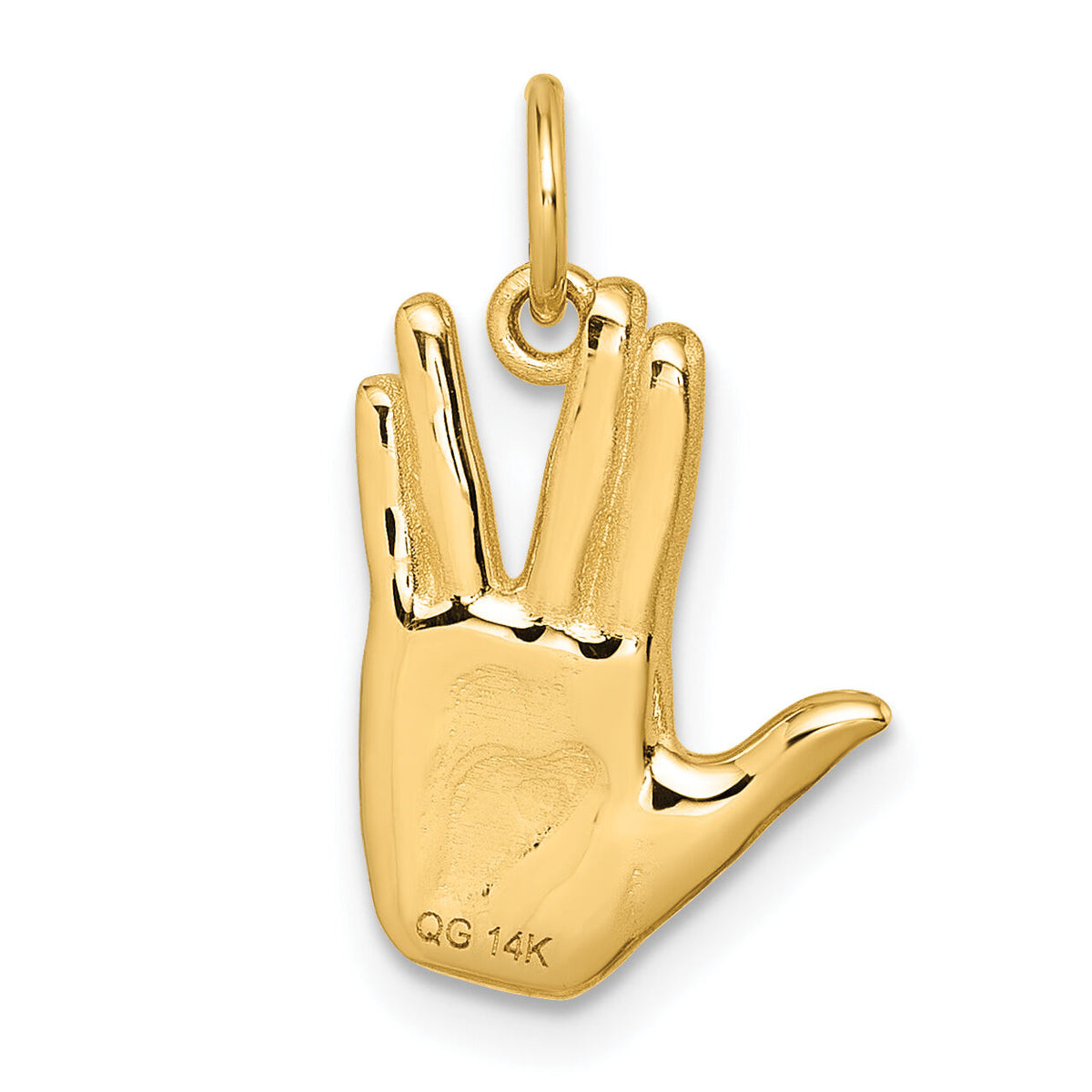 14K Polished Live Long and Prosper Hand Pendant-D5806