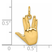 14K Polished Live Long and Prosper Hand Pendant-D5806