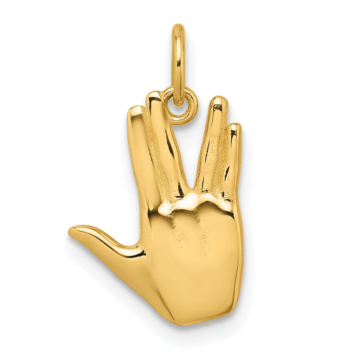 14K Polished Live Long and Prosper Hand Pendant-D5806