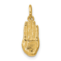 14K American Sign Language Alphabet Fingerspelling Sign B Pendant-D5808B