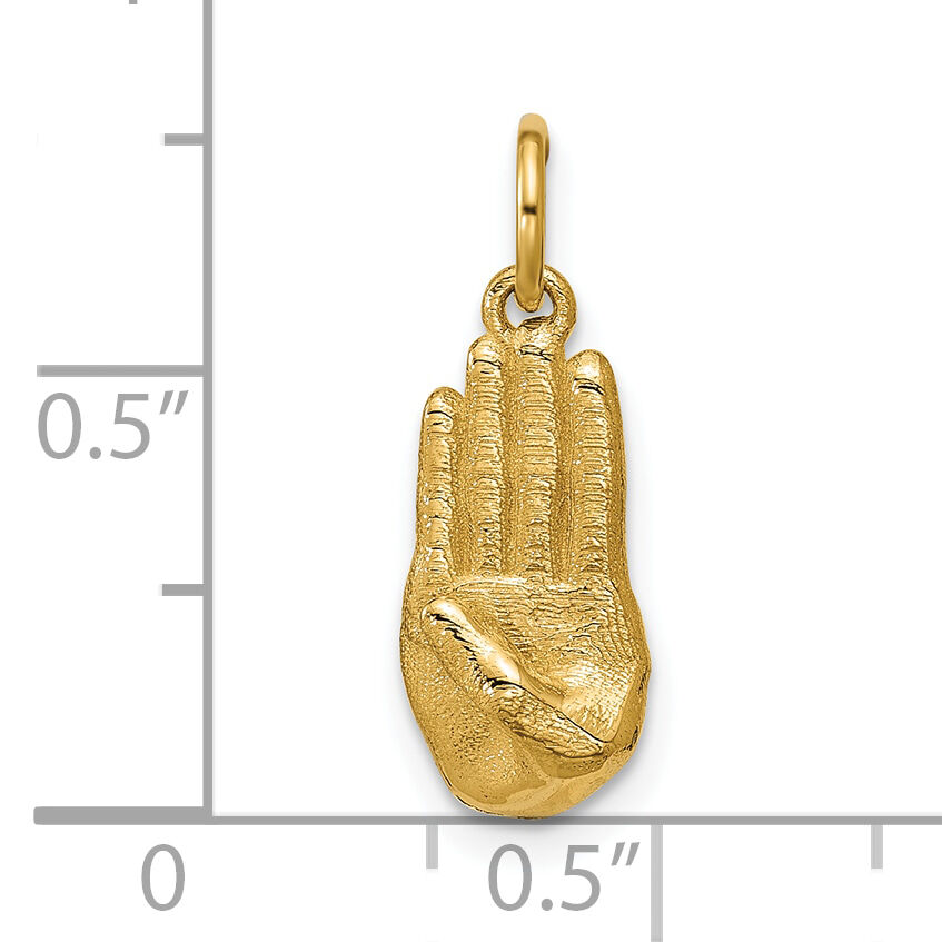14K American Sign Language Alphabet Fingerspelling Sign B Pendant-D5808B