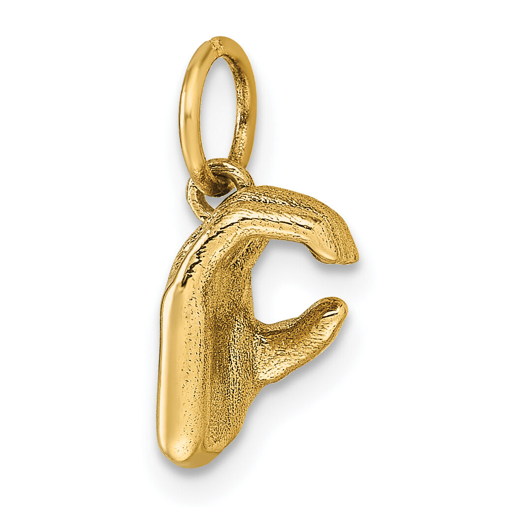 14K American Sign Language Alphabet Fingerspelling Sign C Pendant-D5808C