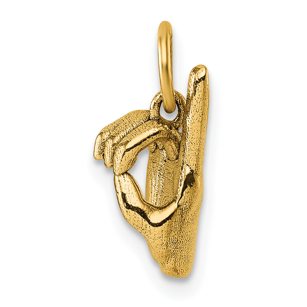 14K American Sign Language Alphabet Fingerspelling Sign D Pendant-D5808D