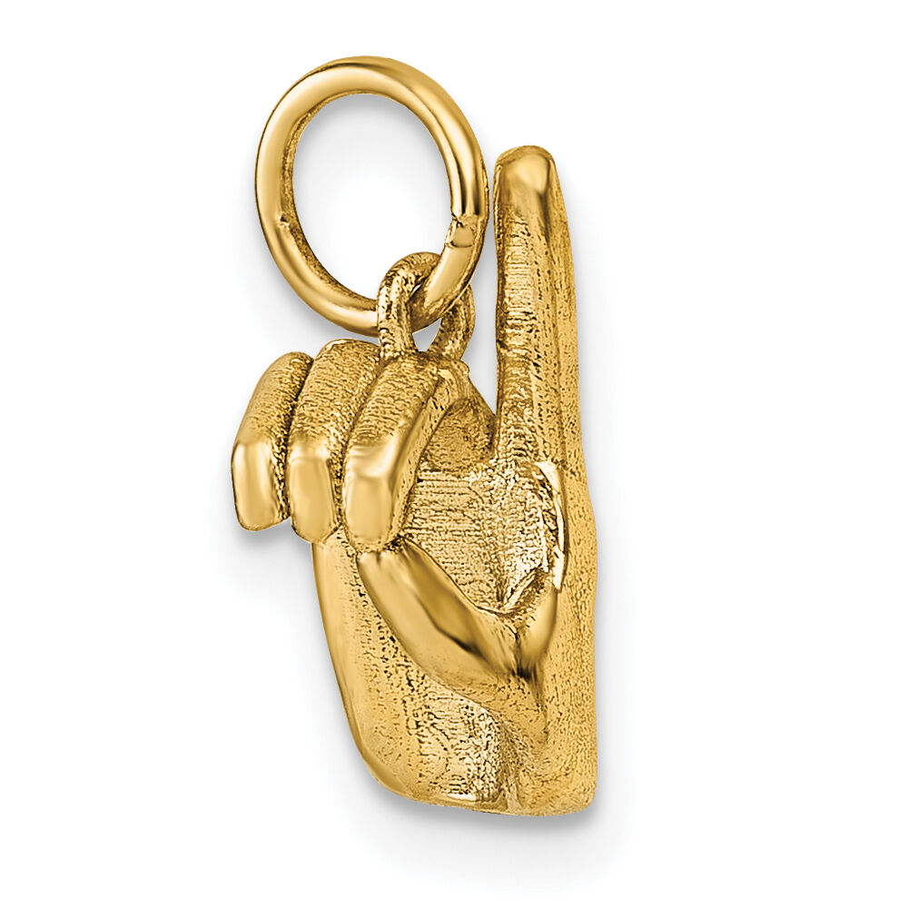 14K American Sign Language Alphabet Fingerspelling Sign D Pendant-D5808D