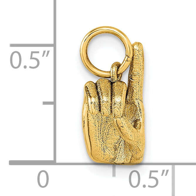14K American Sign Language Alphabet Fingerspelling Sign D Pendant-D5808D