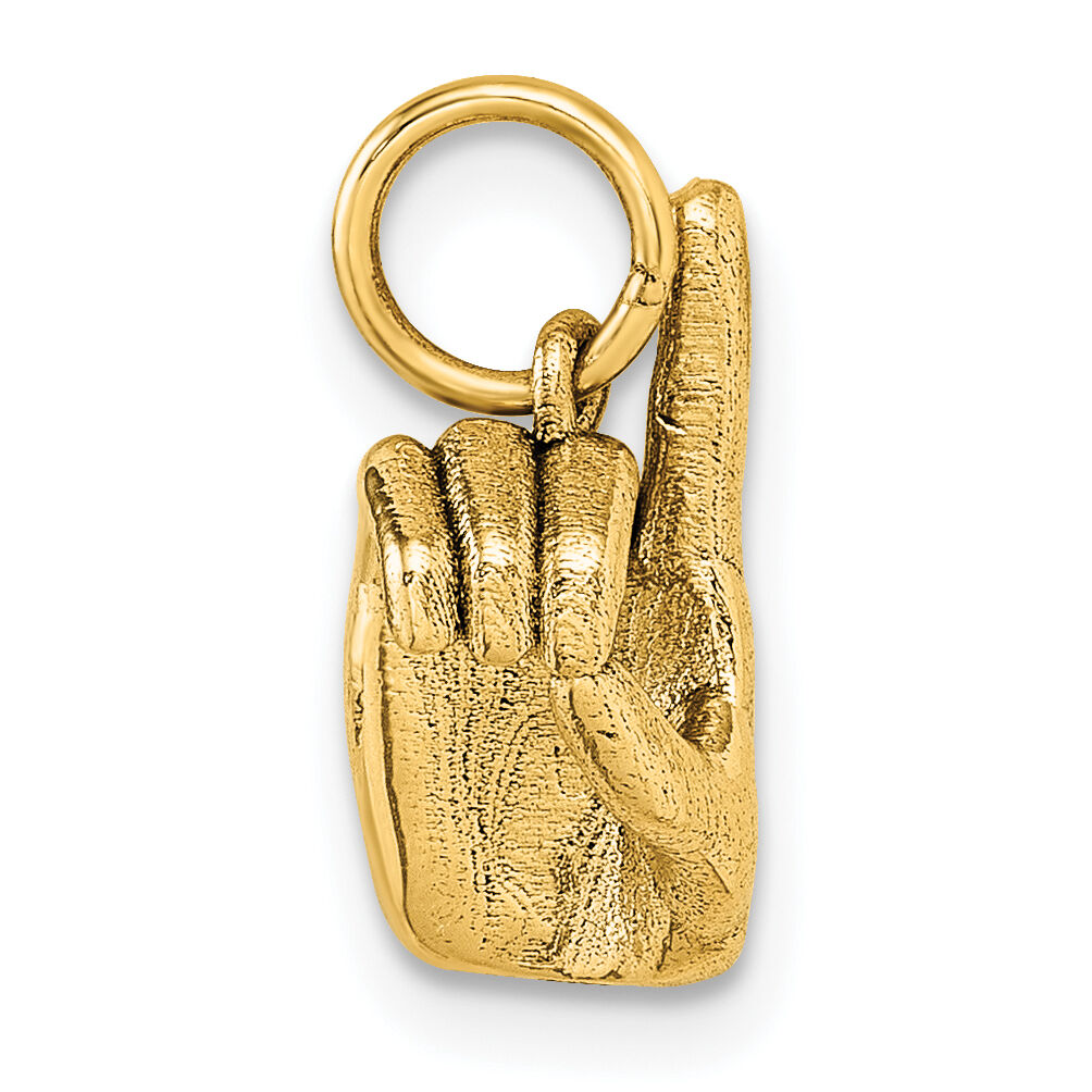14K American Sign Language Alphabet Fingerspelling Sign D Pendant-D5808D