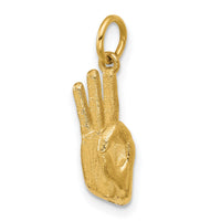 14K American Sign Language Alphabet Fingerspelling Sign F Pendant-D5808F