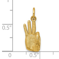 14K American Sign Language Alphabet Fingerspelling Sign F Pendant-D5808F
