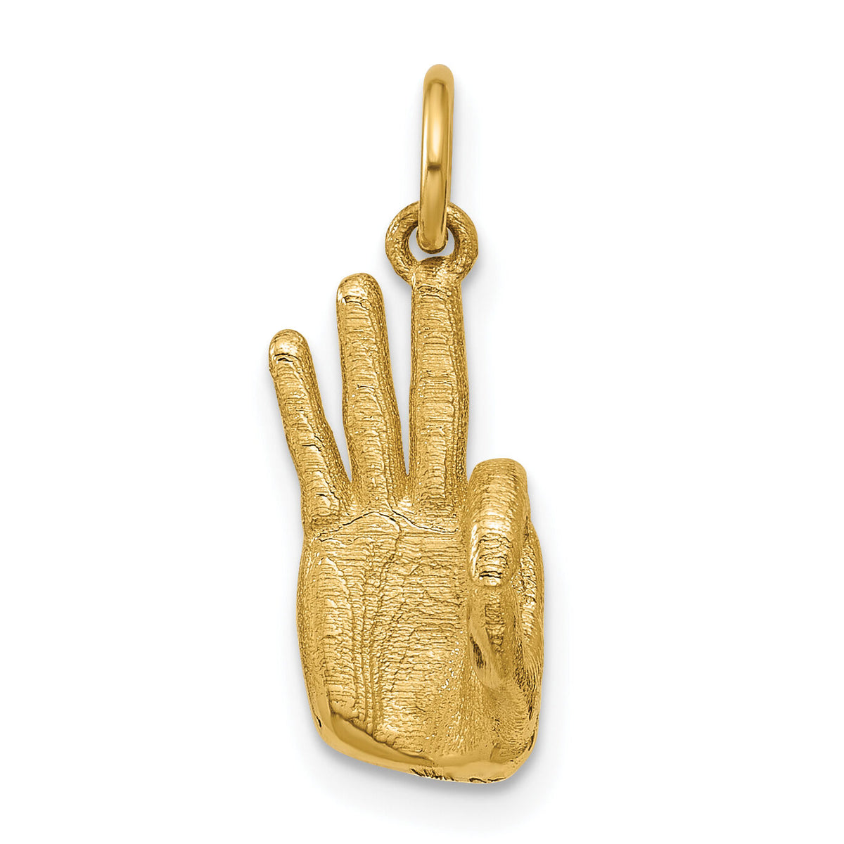 14K American Sign Language Alphabet Fingerspelling Sign F Pendant-D5808F