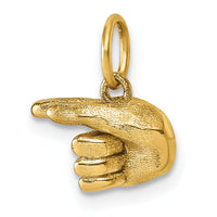 14K American Sign Language Alphabet Fingerspelling Sign G Pendant-D5808G