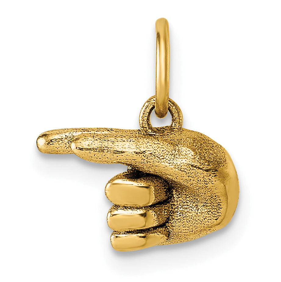 14K American Sign Language Alphabet Fingerspelling Sign G Pendant-D5808G