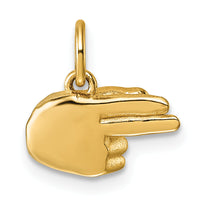 14K American Sign Language Alphabet Fingerspelling Sign H Pendant-D5808H