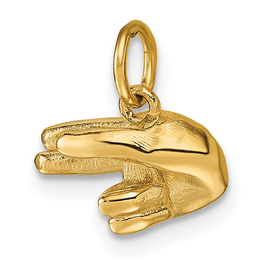 14K American Sign Language Alphabet Fingerspelling Sign H Pendant-D5808H