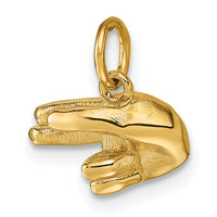 14K American Sign Language Alphabet Fingerspelling Sign H Pendant-D5808H
