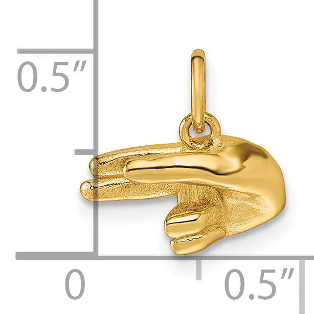 14K American Sign Language Alphabet Fingerspelling Sign H Pendant-D5808H
