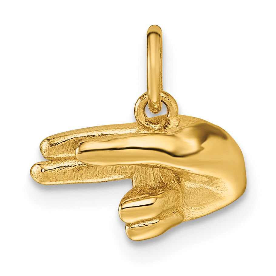 14K American Sign Language Alphabet Fingerspelling Sign H Pendant-D5808H