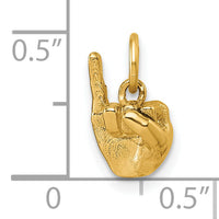 14K American Sign Language Alphabet Fingerspelling Sign I Pendant-D5808I