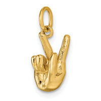 14K American Sign Language Alphabet Fingerspelling Sign K Pendant-D5808K