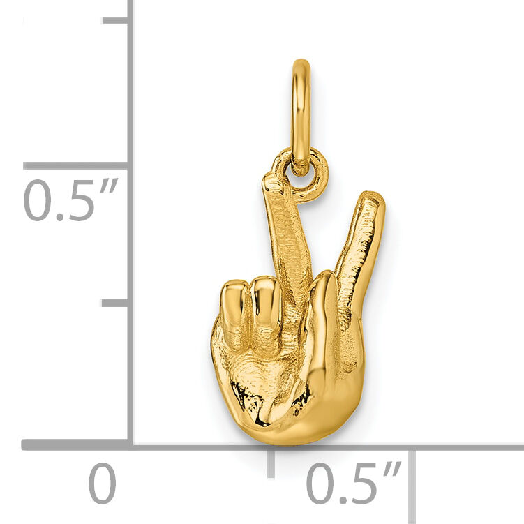 14K American Sign Language Alphabet Fingerspelling Sign K Pendant-D5808K