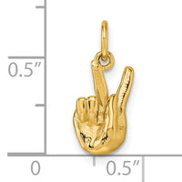 14K American Sign Language Alphabet Fingerspelling Sign K Pendant-D5808K