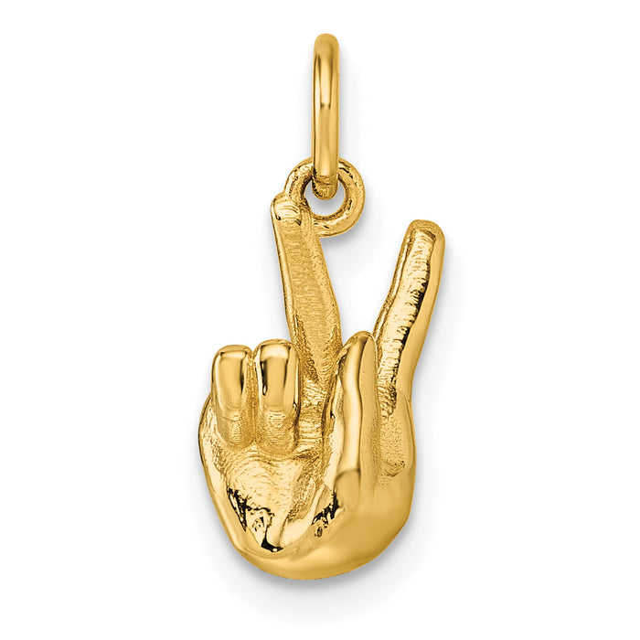 14K American Sign Language Alphabet Fingerspelling Sign K Pendant-D5808K