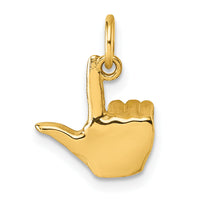 14K American Sign Language Alphabet Fingerspelling Sign L Pendant-D5808L