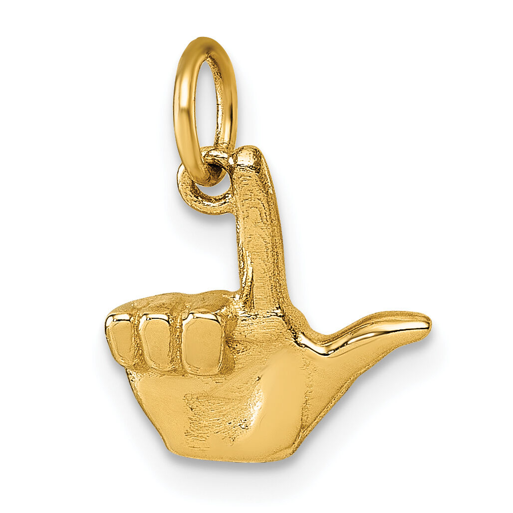 14K American Sign Language Alphabet Fingerspelling Sign L Pendant-D5808L
