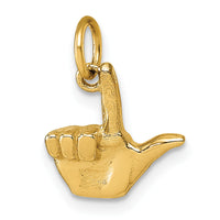 14K American Sign Language Alphabet Fingerspelling Sign L Pendant-D5808L