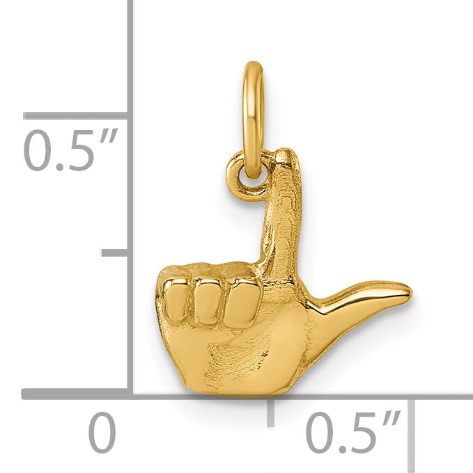 14K American Sign Language Alphabet Fingerspelling Sign L Pendant-D5808L