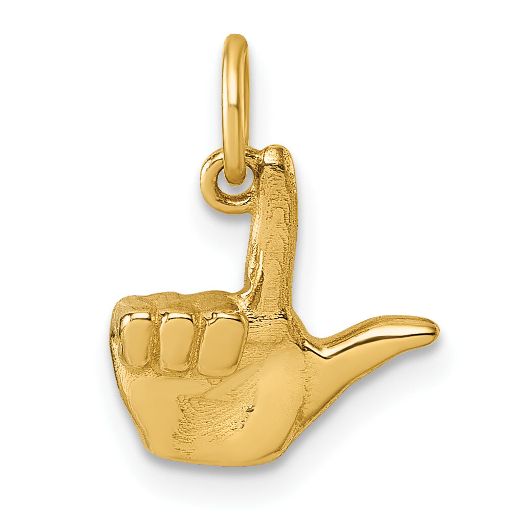 14K American Sign Language Alphabet Fingerspelling Sign L Pendant-D5808L