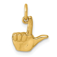 14K American Sign Language Alphabet Fingerspelling Sign L Pendant-D5808L
