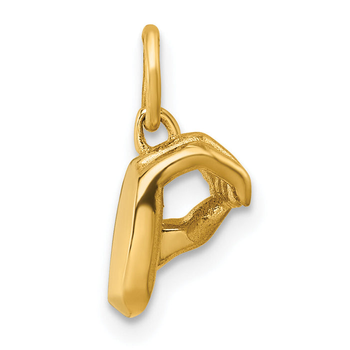 14K American Sign Language Alphabet Fingerspelling Sign O Pendant-D5808O