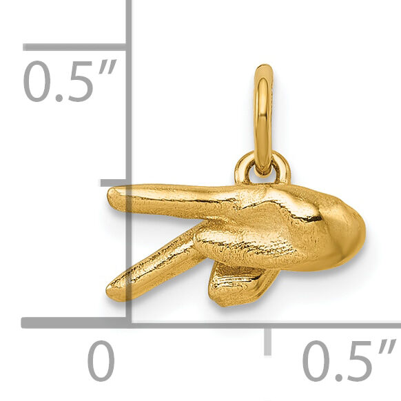14K American Sign Language Alphabet Fingerspelling Sign P Pendant-D5808P