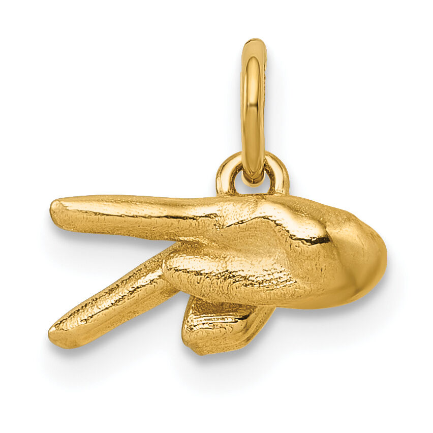 14K American Sign Language Alphabet Fingerspelling Sign P Pendant-D5808P